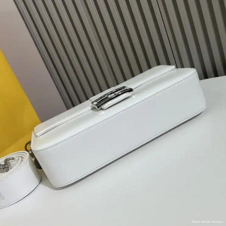 Cheap HOT Leather Smooth In Bag Tiffany Fendi Baguette Medium White 0513